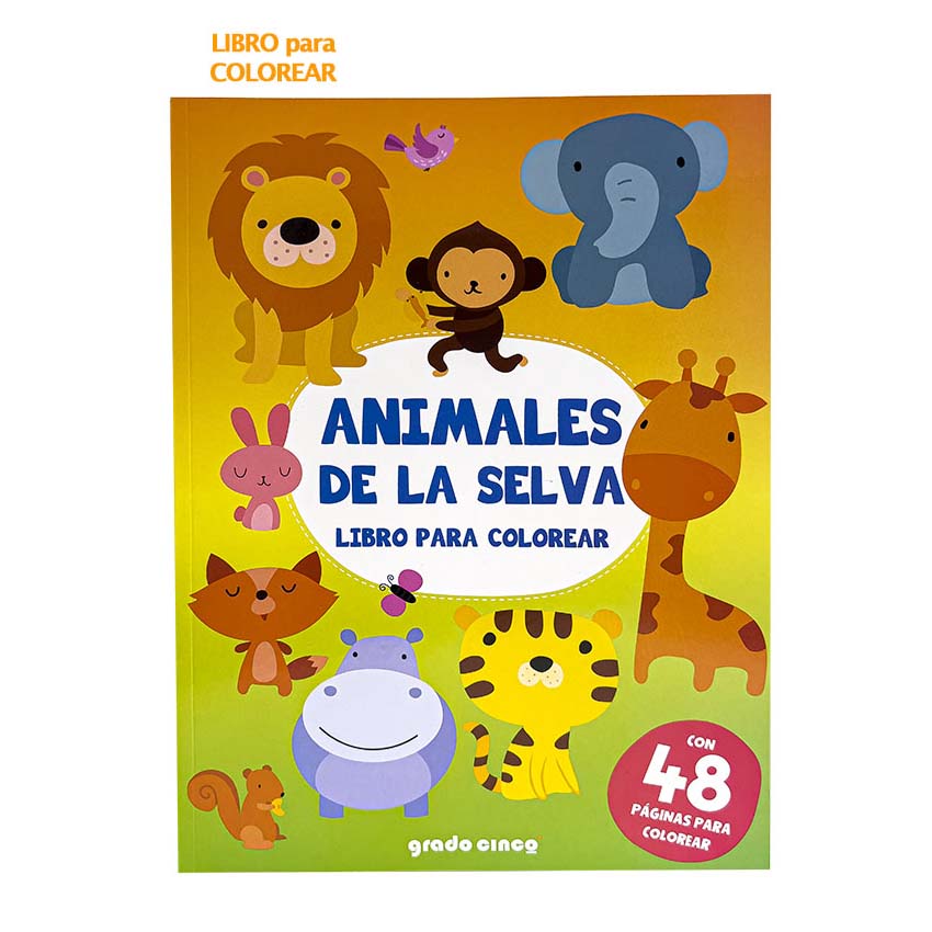 LIBRO SPLASH PARA COLOREAR ANIMALES DE LA SELVA – FRANPAPEL  –  MAYORISTA EN LIBRERIA